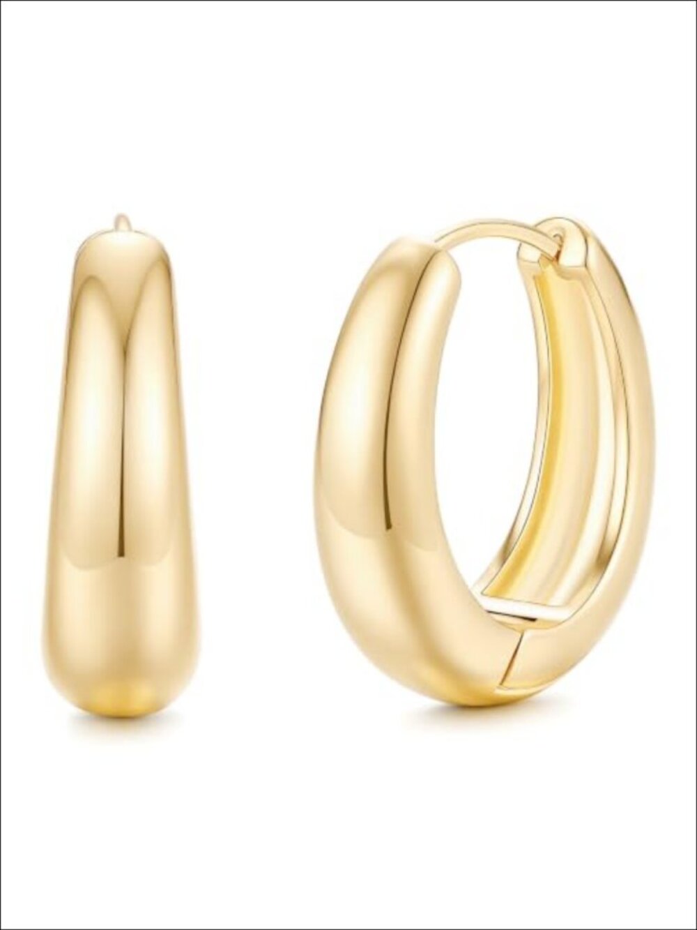 14K Gold Plated Teardrop Oval Huggie Hoop Earrings for Women Lightweight